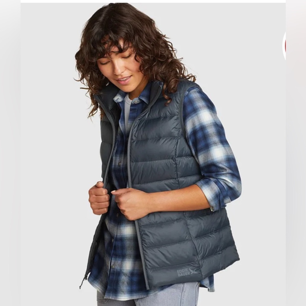 Eddie Bauer Blue Puffer Vest, Down Insulated Performance, Size Small